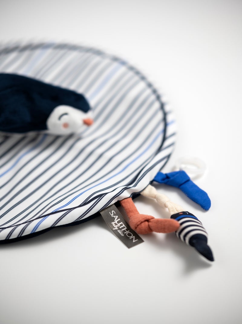 Knuffel-zakdoekje in de vorm van een pinguïn, van fluweel Blauw - Kiabi