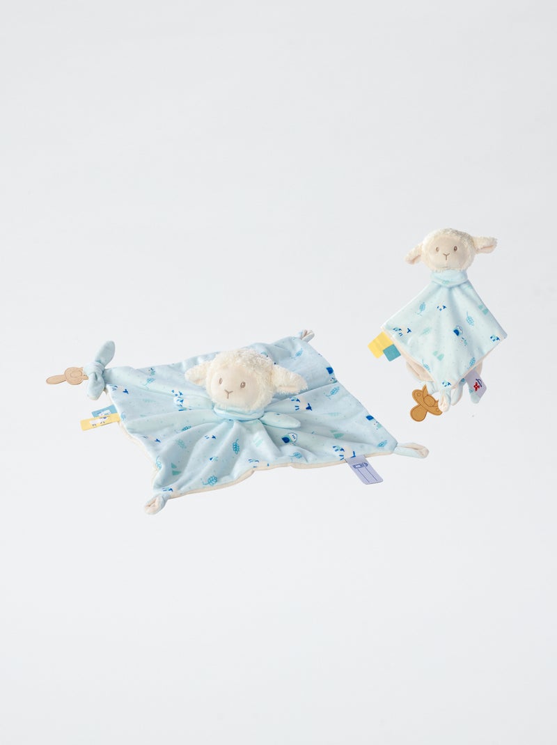 Knuffeldoekje met bevestiging voor fopspeen - schaapje Blauw - Kiabi