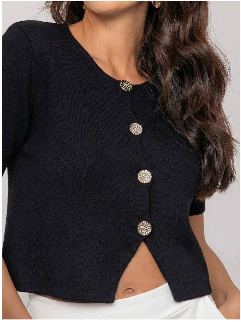 Kodalie gebreid vest met korte mouwen Zwart - Kiabi