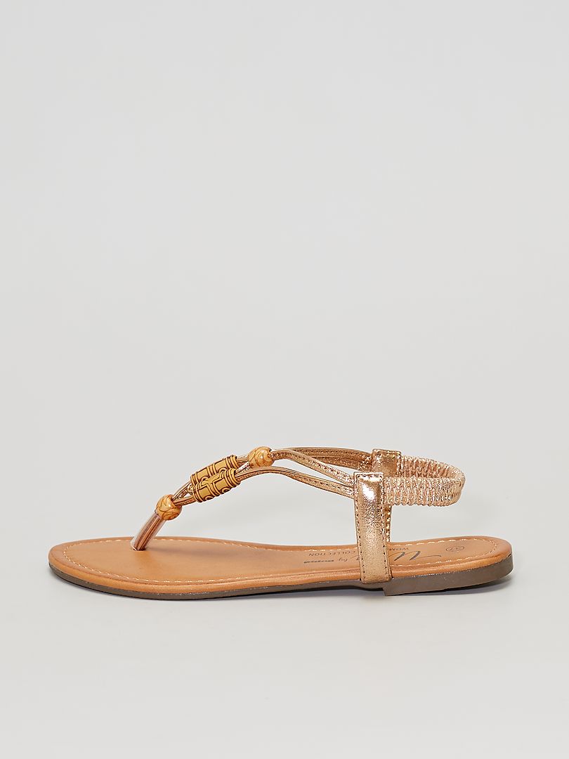 Koperkleurige platte sandalen Beige - Kiabi
