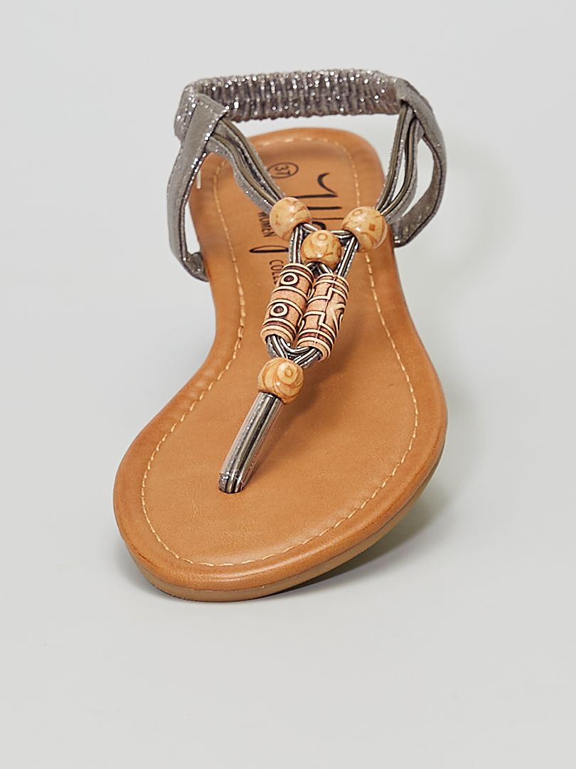 Koperkleurige platte sandalen Beige - Kiabi