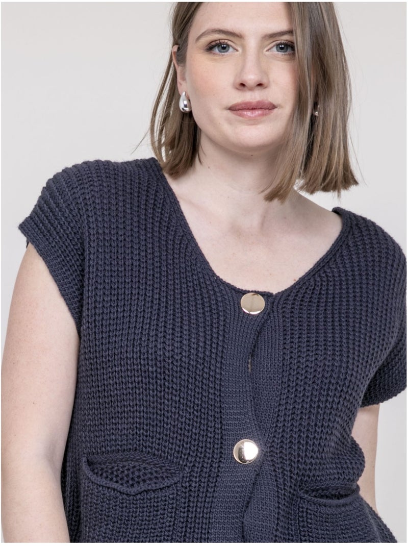 KOREAANSE mouwloze vest Marineblauw - Kiabi