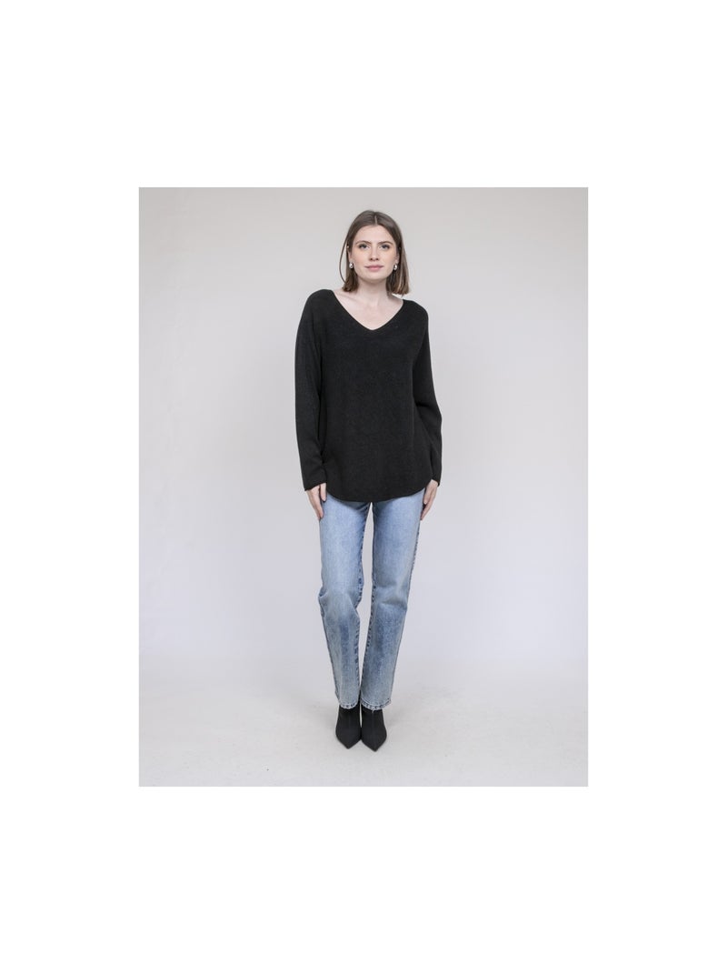 Kornelia v-hals trui Zwart - Kiabi