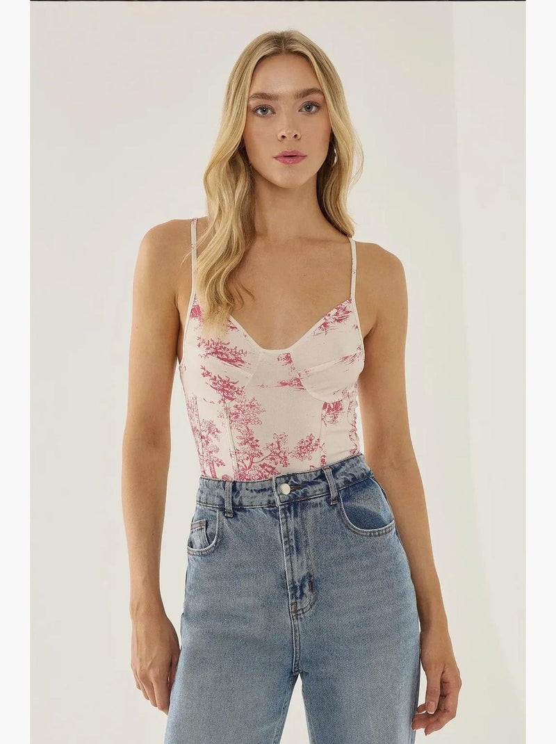 Korset geïnspireerd patroon body hiccup Roze - Kiabi