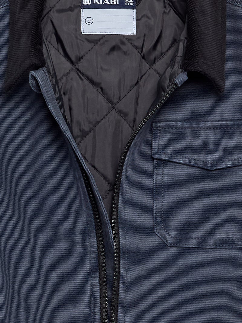Kort blouson met contrasterende ribfluwelen kraag Blauw - Kiabi