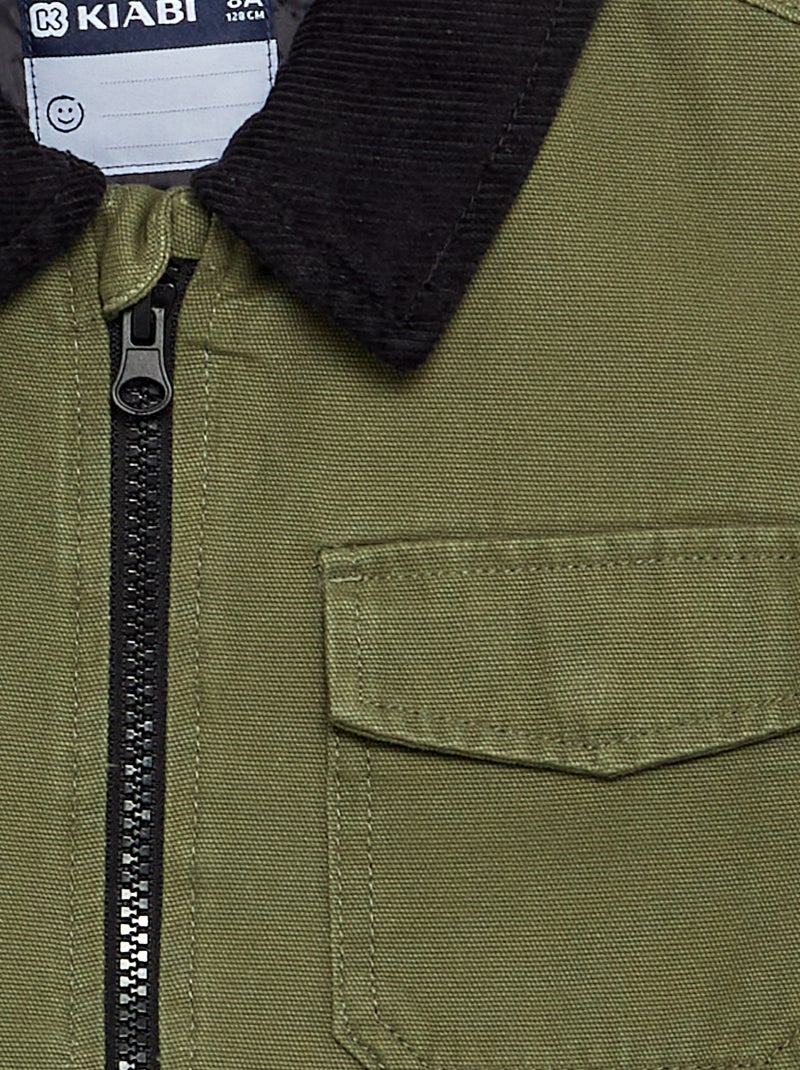 Kort blouson met contrasterende ribfluwelen kraag Groen - Kiabi