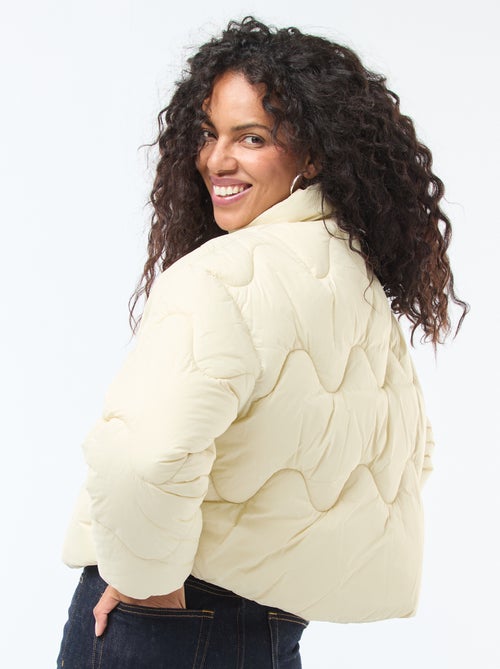 Kort donsjack met opstaande kraag en met fleecestof gevoerde zakken - Kiabi