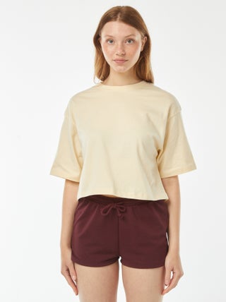 Kort, effen short van lichte joggingstof