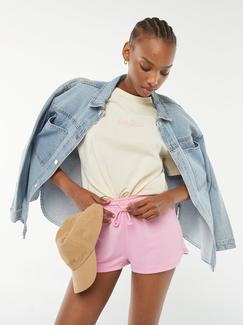 Kort, effen short van lichte joggingstof Rose - Kiabi