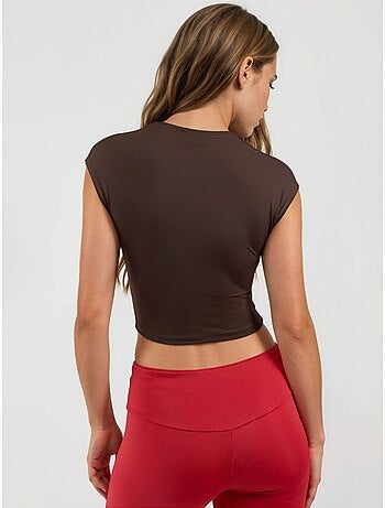 Kort effen t-shirt met ronde hals busem