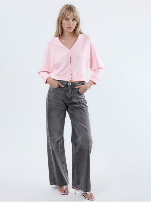 Kort geribd vest met v-hals busem - Kiabi Kort geribd vest met v-hals busem - Kiabi