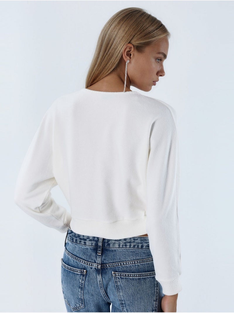 Kort geribd vest met v-hals busem Wit - Kiabi