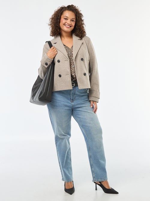 Kort jack van wolachtige stof met 2 zakken - Kiabi