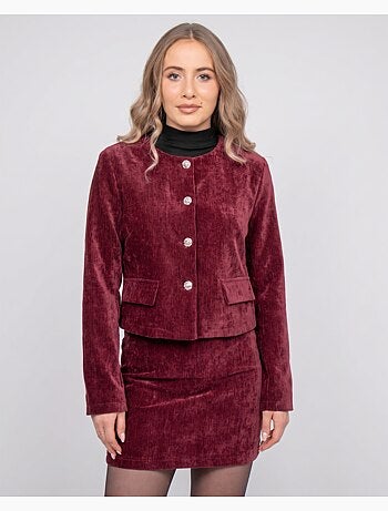 Kort jasje in fluweellook met sieraadknopen uxelle