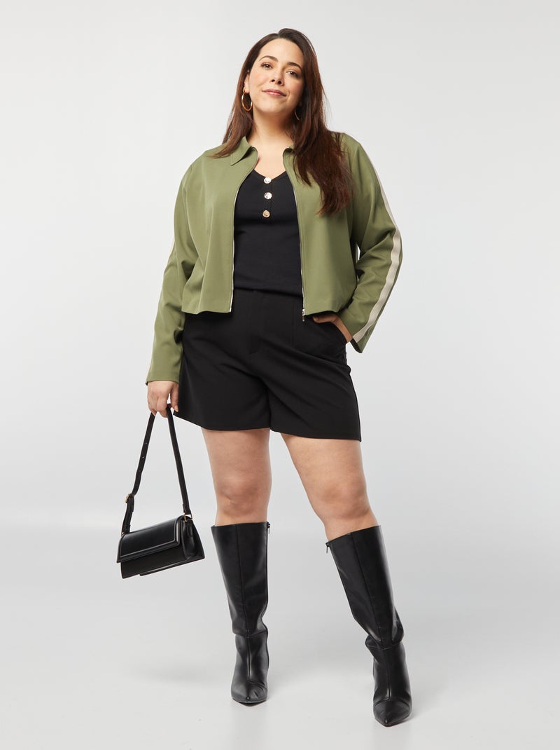 Kort jasje met rits en overhemdkraagje KAKI - Kiabi