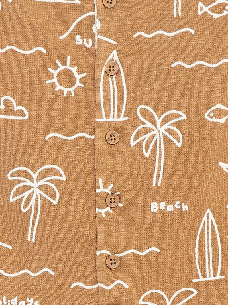 Kort kruippakje in french terry met motiefjes Bruin - Kiabi