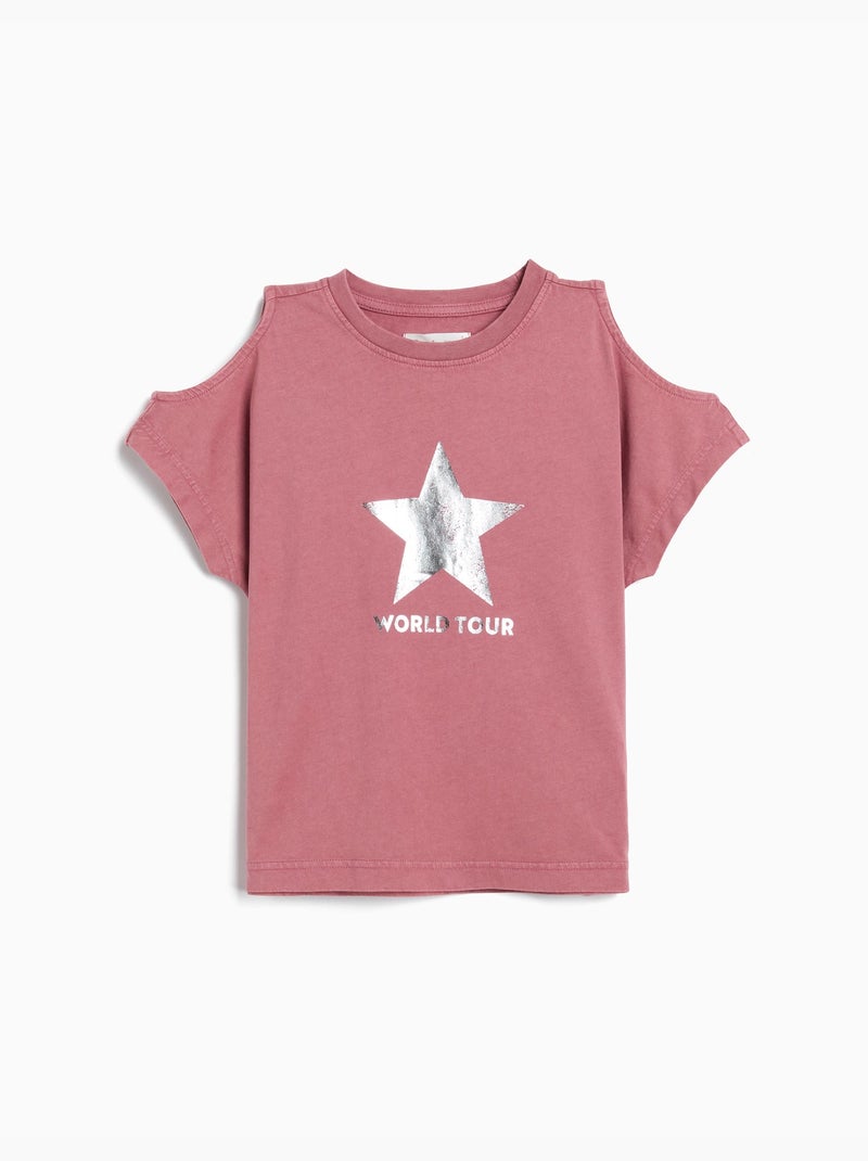 Kort mouw uitgesneden T-shirt, MO Fashion Roze - Kiabi