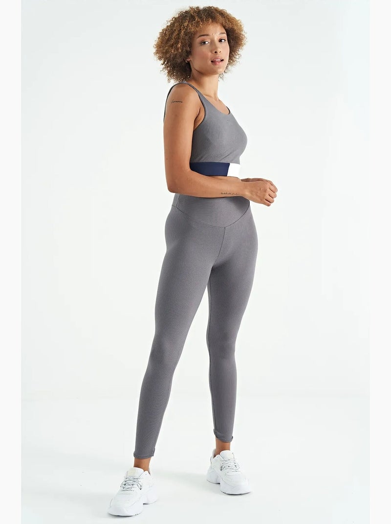 Kort mouwloos sporttopje met kleurvlakken tommy Grijs Wit - Kiabi
