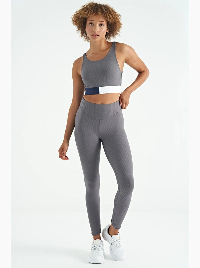 Kort mouwloos sporttopje met kleurvlakken tommy Grijs Wit - Kiabi