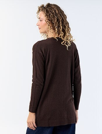 Kort open fijngebreid vest