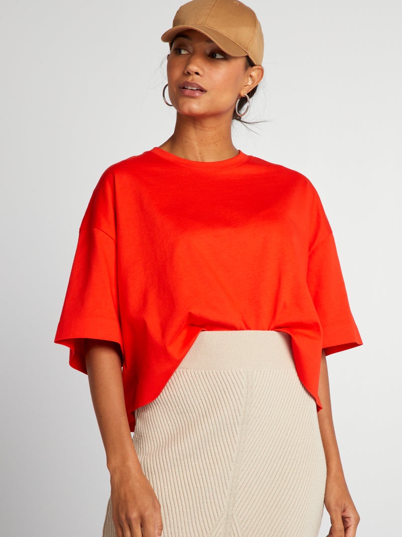 Kort, ovversized T-shirt ROOD - Kiabi
