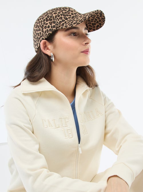 Kort sweatshirt met rits en geborduurde boodschap - Kiabi