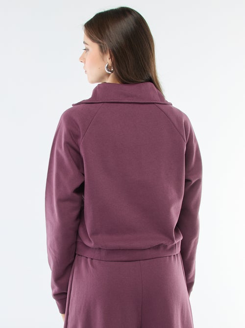 Kort sweatshirt met rits en geborduurde boodschap - Kiabi