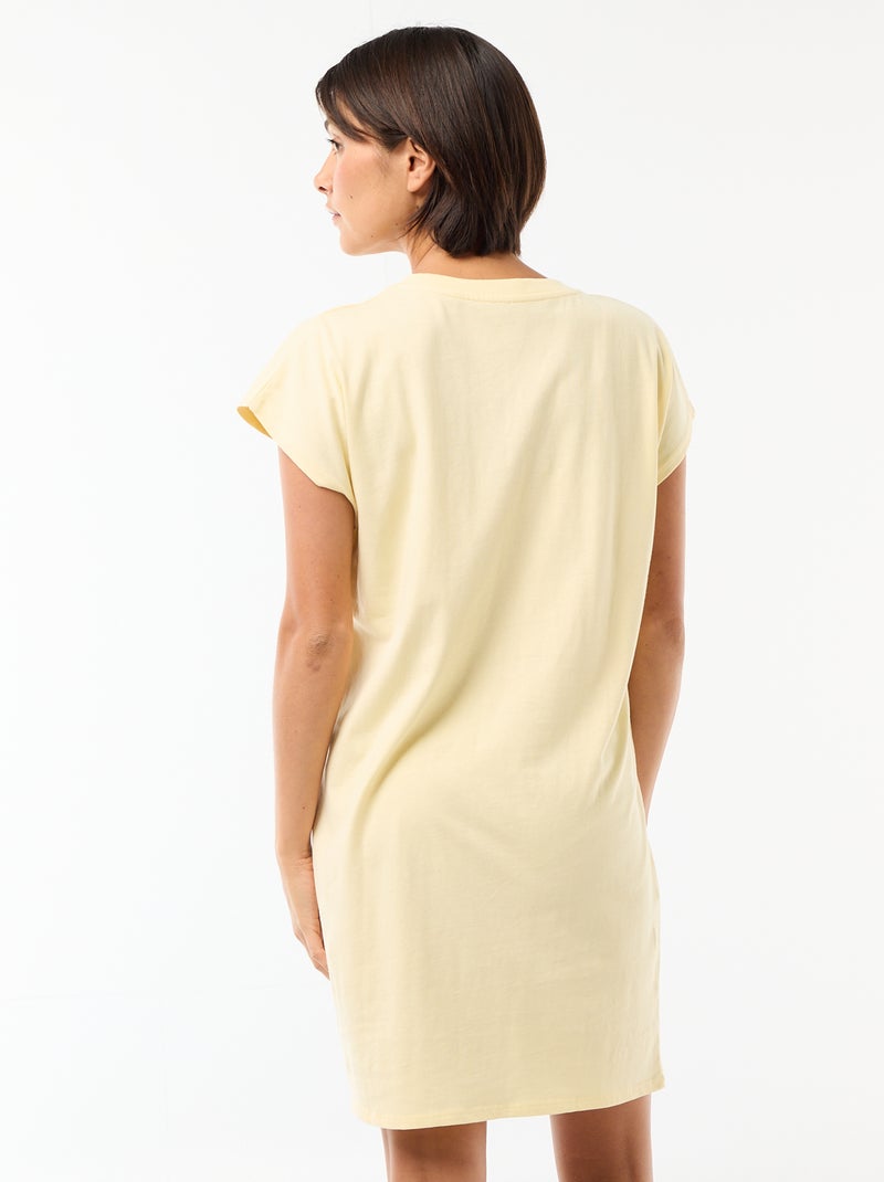 Kort T-shirt jurkje met korte mouwen Geel - Kiabi