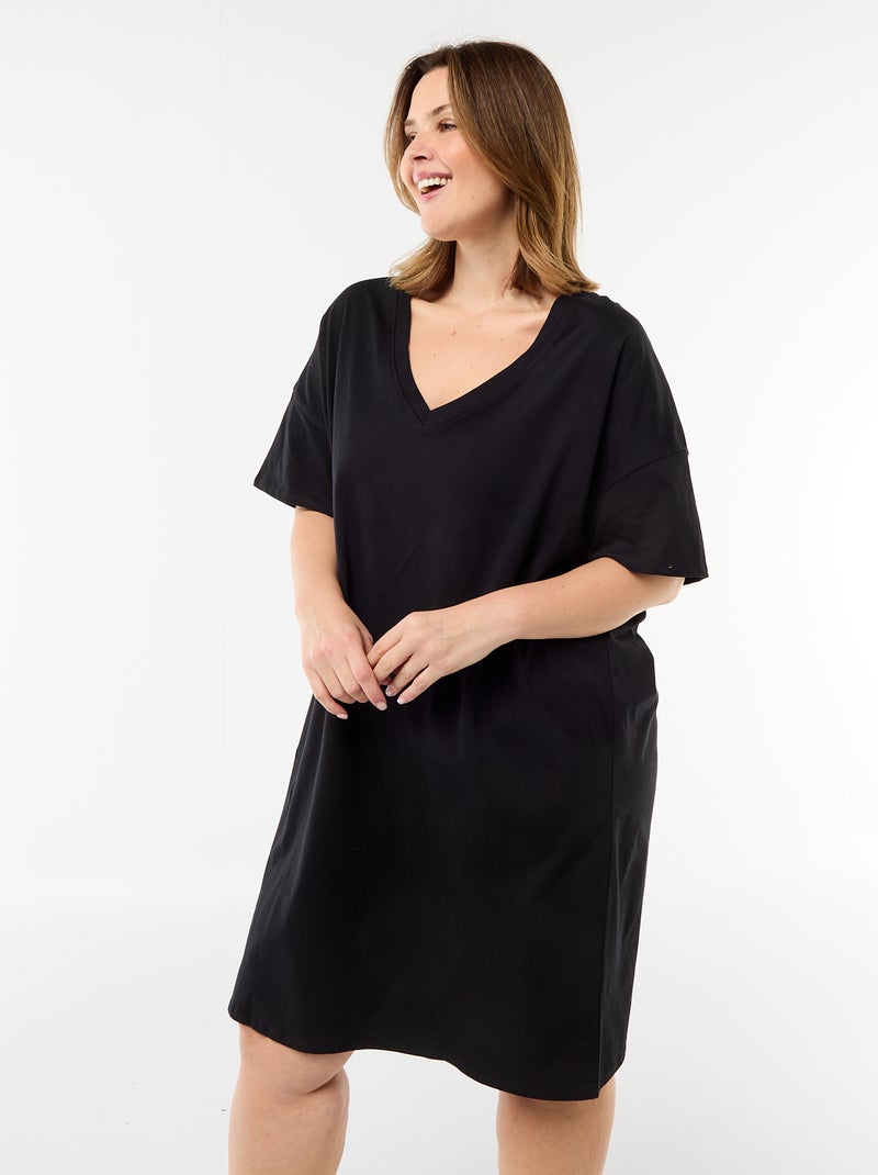 Kort T-shirt jurkje met korte mouwen Zwart - Kiabi