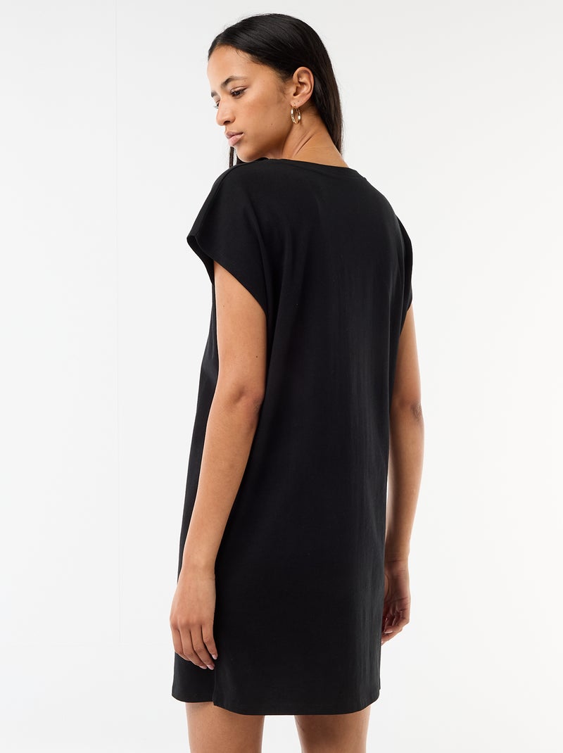 Kort T-shirt jurkje met korte mouwen Zwart - Kiabi