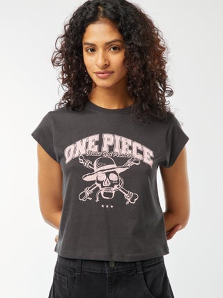 Kort T-shirt met 'One Piece'-print