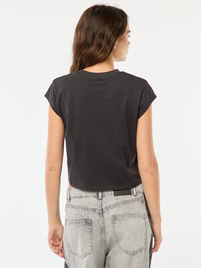 Kort T-shirt 'Stitch' Zwart - Kiabi