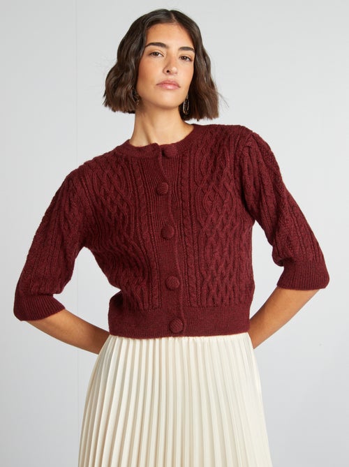 Kort vest van gevlochten tricot - Kiabi