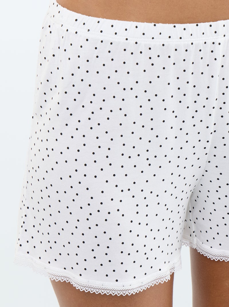 Korte 2-delige pyjamaset Wit - Kiabi