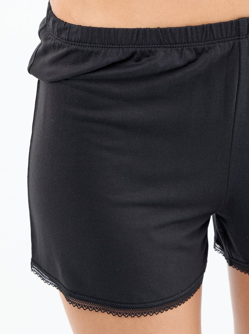 Korte 2-delige pyjamaset Zwart - Kiabi