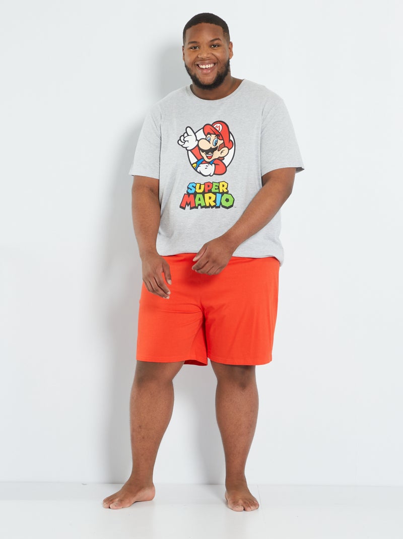 Korte 2-delige Super Mario-pyjama grijs / rood - Kiabi