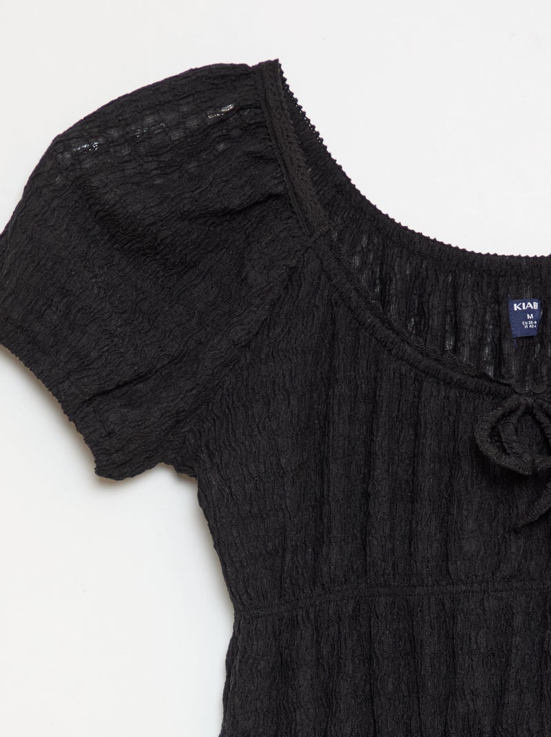 Korte ballonjurk met korte mouwen Zwart - Kiabi