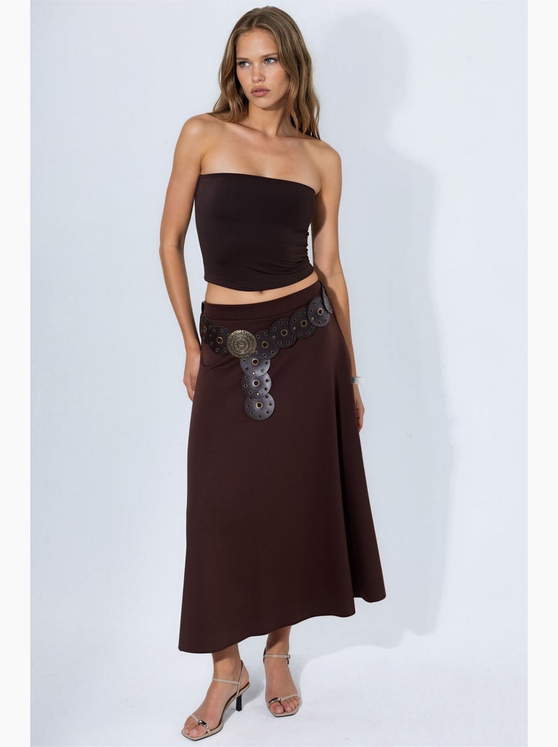 Korte bandeau top busem Chocoladebruin - Kiabi