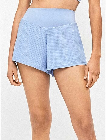 Korte blauwe broek met shorts aan de binnenkant