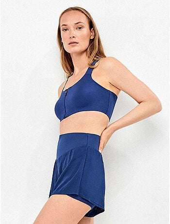 Korte blauwe broek met shorts aan de binnenkant