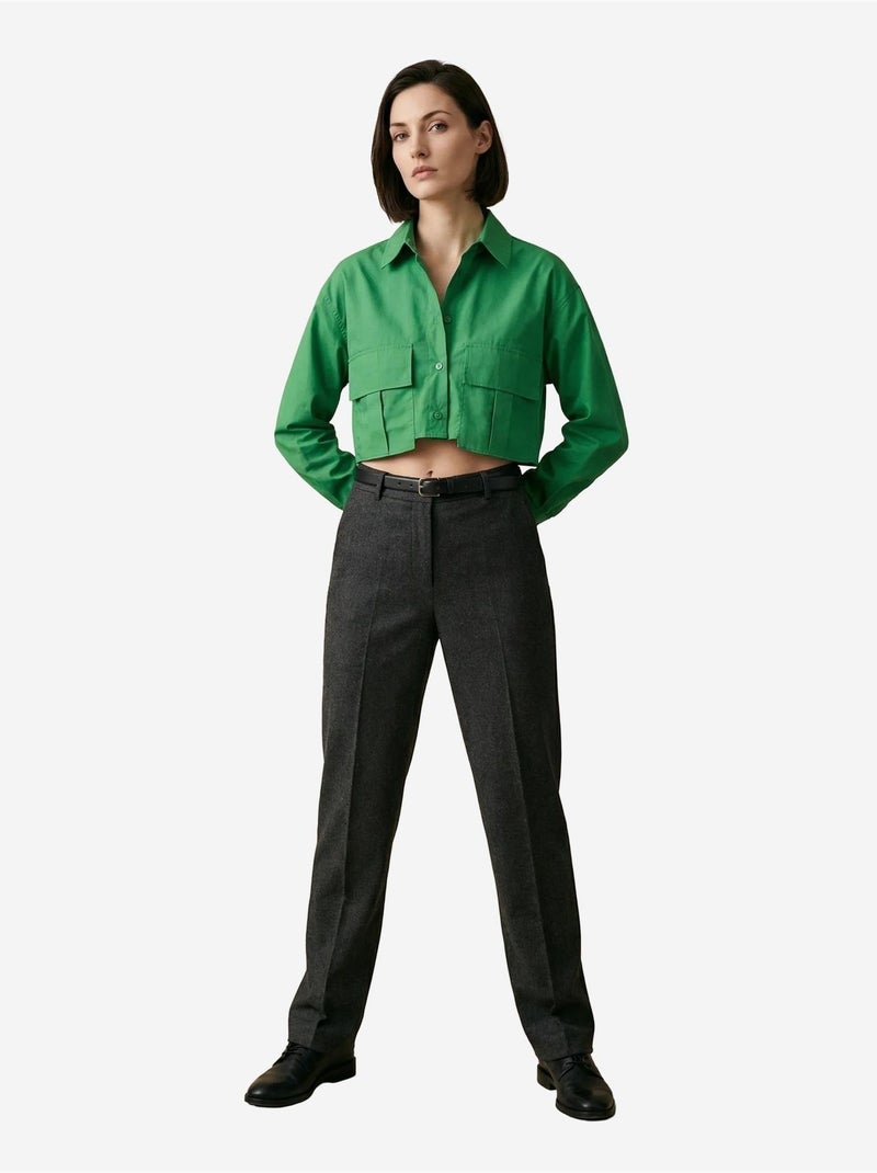 Korte bloes van katoenpopeline my fashion Groen - Kiabi