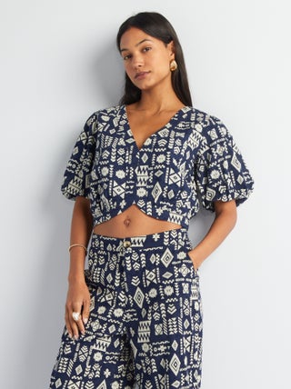 Korte blouse met etnische print