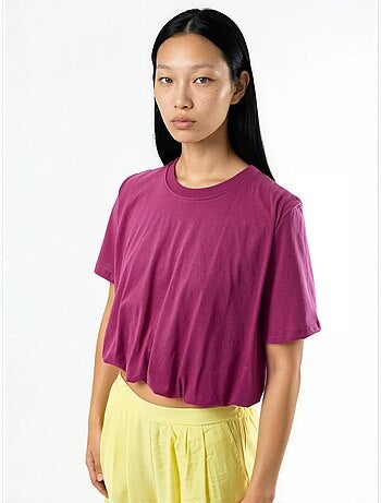 Korte blouse met ronde hals en elastiek busem