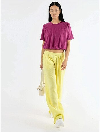 Korte blouse met ronde hals en elastiek busem