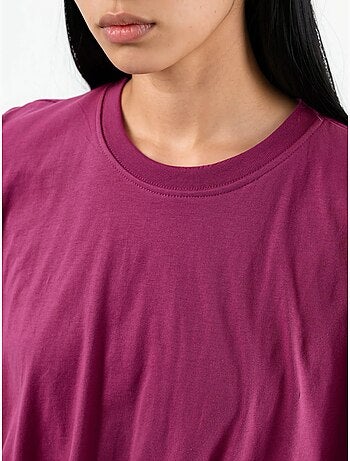 Korte blouse met ronde hals en elastiek busem