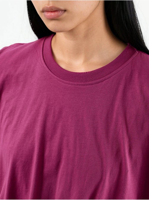 Korte blouse met ronde hals en elastiek busem - Kiabi