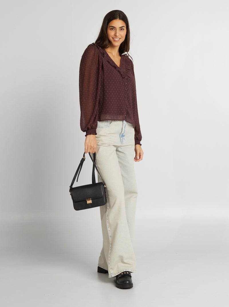 Korte blouse van plumetis PAARS - Kiabi