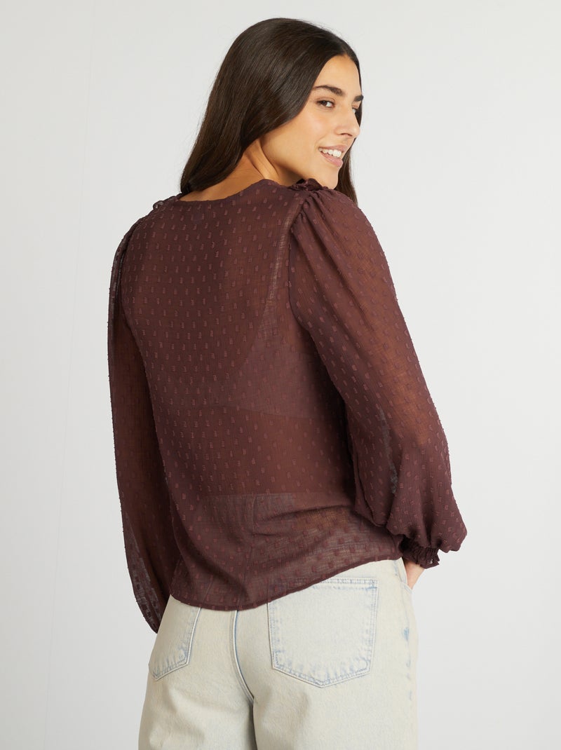 Korte blouse van plumetis PAARS - Kiabi
