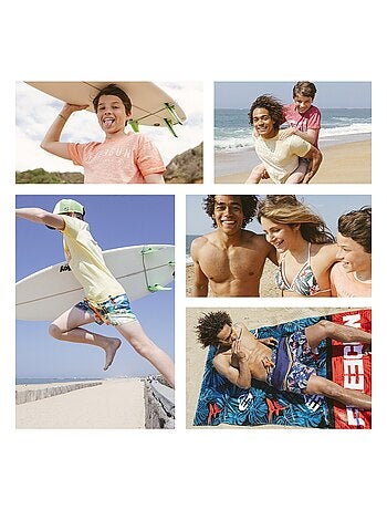 Korte boardshorts voor jongens met een semi-elastische tailleband.