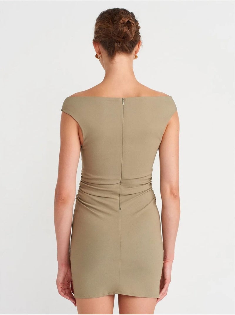Korte bodycon bardot-jurk dilvin Kaki - Kiabi